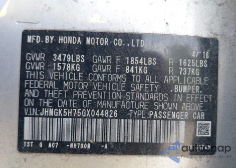 2016 Honda Fit Ex from USA, damaged, VIN JHMGK5H75GX044826